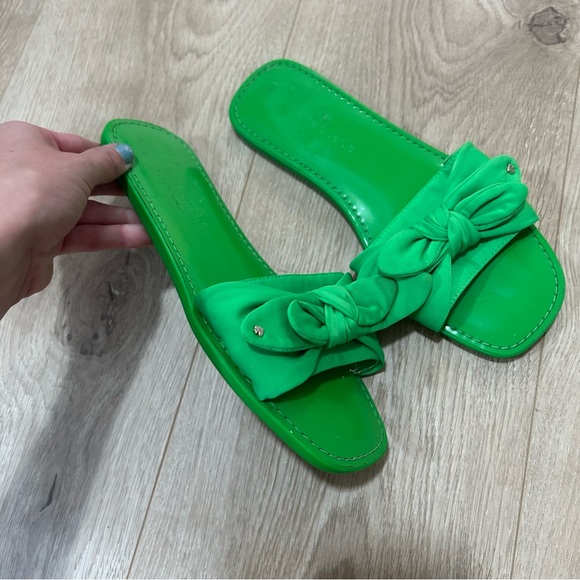 Kate Spade Bikini Slide Sandal green bow size 6 - Picture 3 of 4